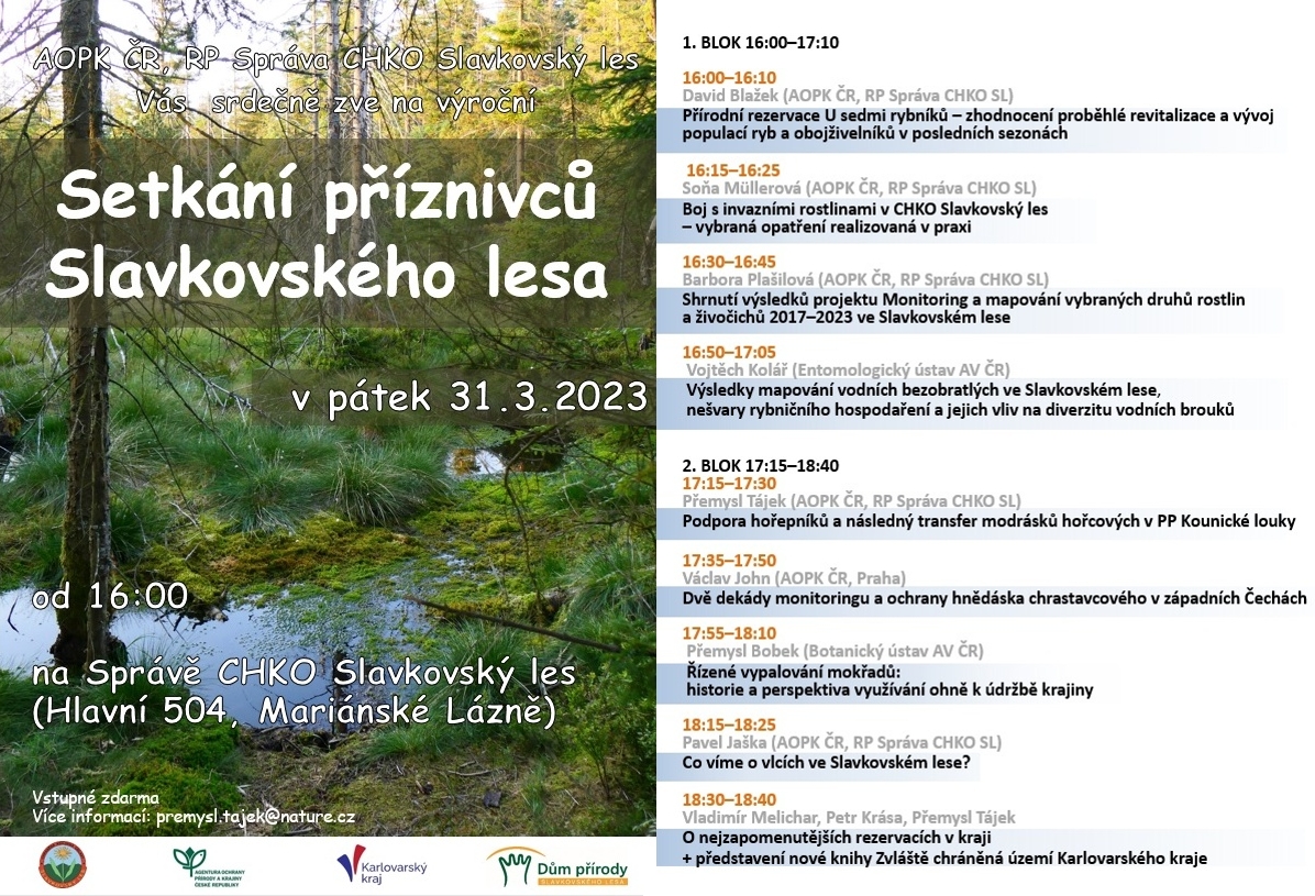 Setkání příznivců Slavkovského lesa 2023 - program